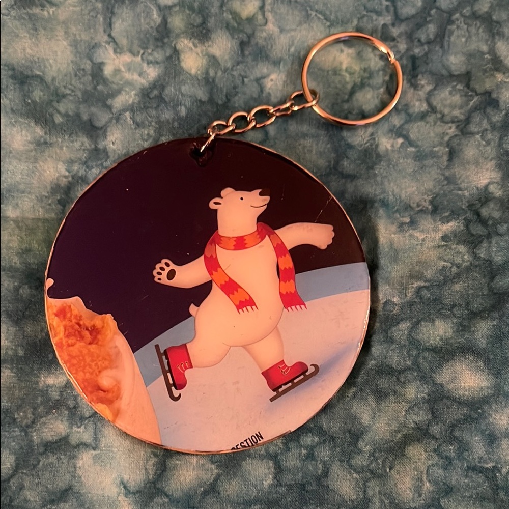 Polar Bear Ice Skating Keychain